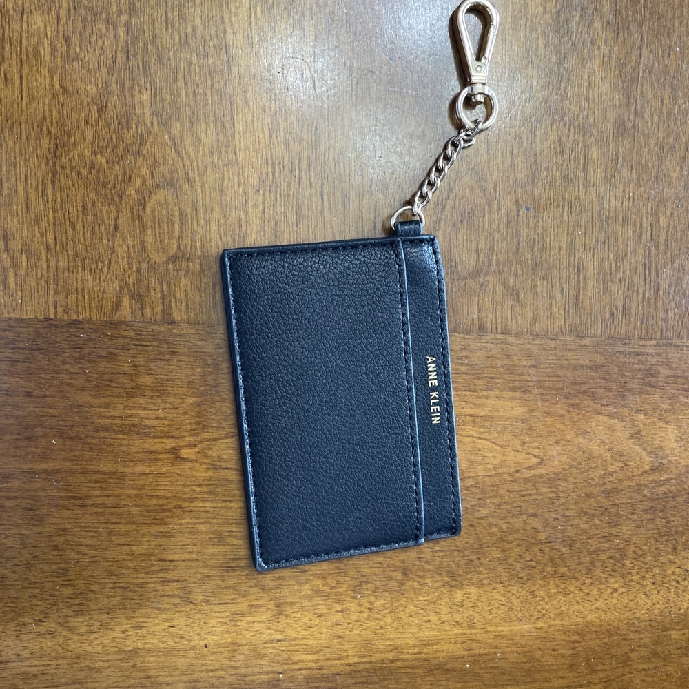 Ann Klein Women's Easy To Clean Wallet Clip Chain Card Black‎